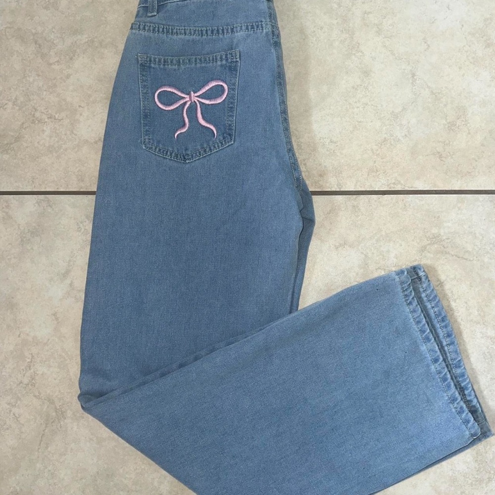 Blue Jeans with Pink Bow Accent